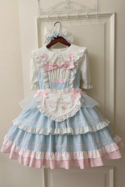 Cat-Ear Story Layered Ruffled Bowknot JSK Lolita Dress in Four Colors