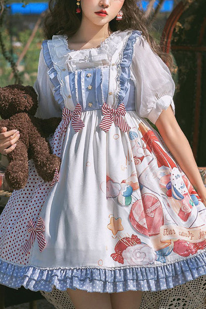 Candy-Print Star-Button Sweet Lolita JSK Dress