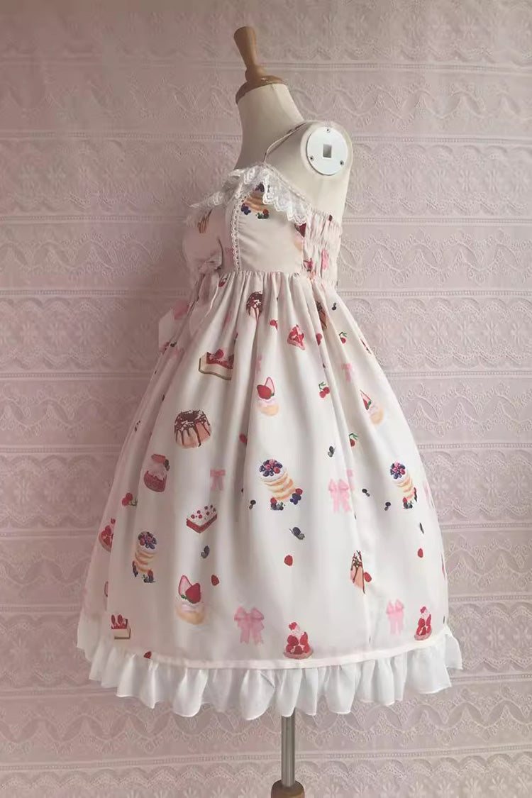 Strawberry Fruit Dessert Print Ruffle Lace Jsk - Sweet Lolita