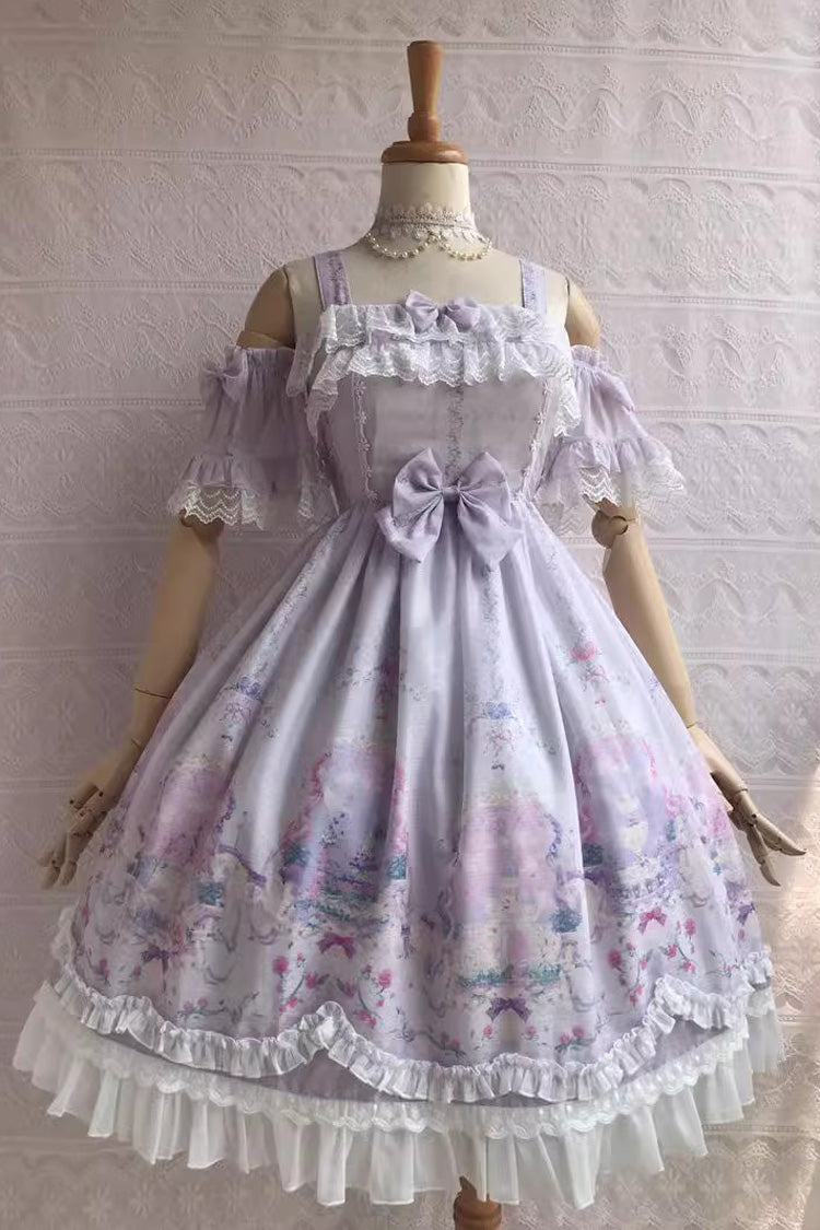 Sweetie Violet Unicorn Print Ruffle Jsk Dress - Secret Garden Lolita