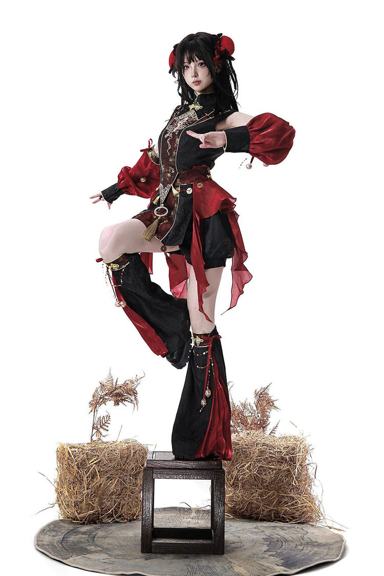Demon Hunter Chinese Ouji Hanfu Set with Stand Collar - Noir