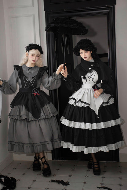 Gothic Lolita Castle Night Long-Sleeved Ruffle Embroidery Dress