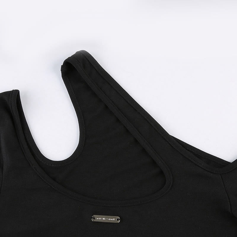 Oblique Colorblock Top Pocketed Pants Cargo Crop