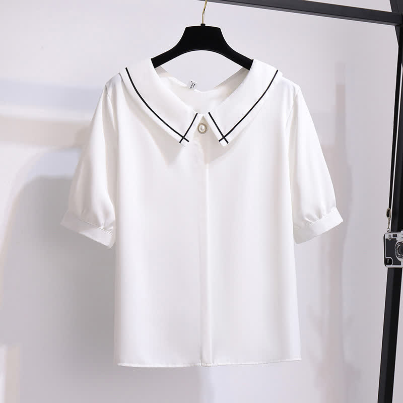 High Front Skirt T-Shirt Button Waist Chiffon