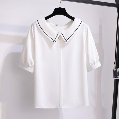 High Front Skirt T-Shirt Button Waist Chiffon
