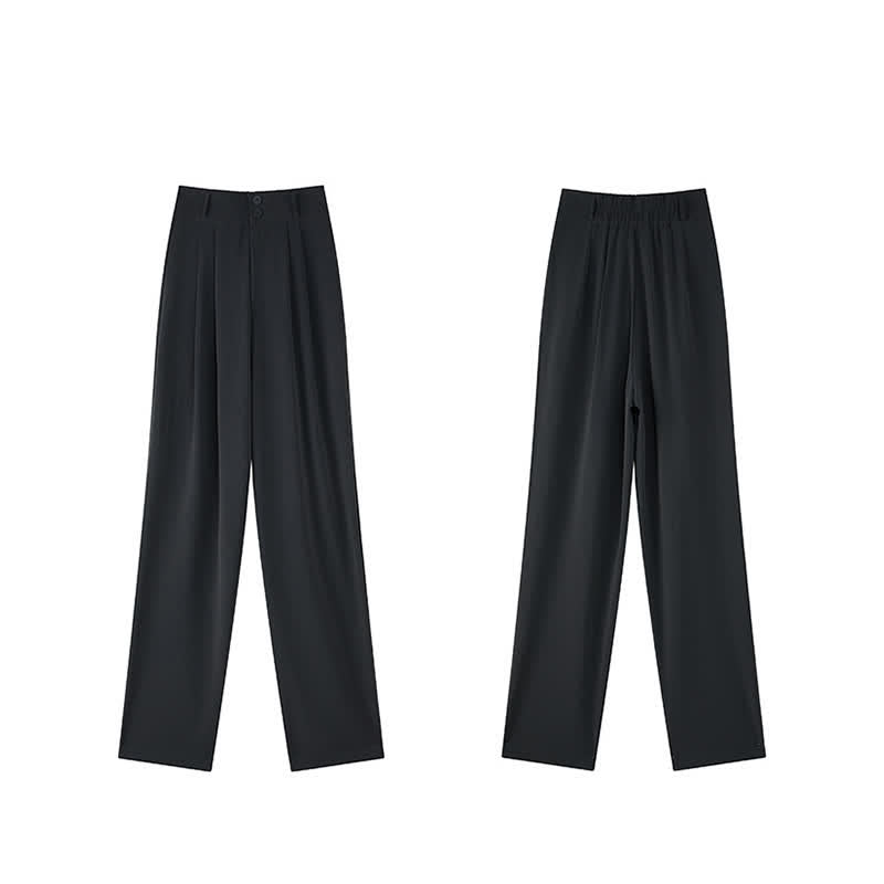 High Waist Wide Leg Double Button Drape Suit Pants