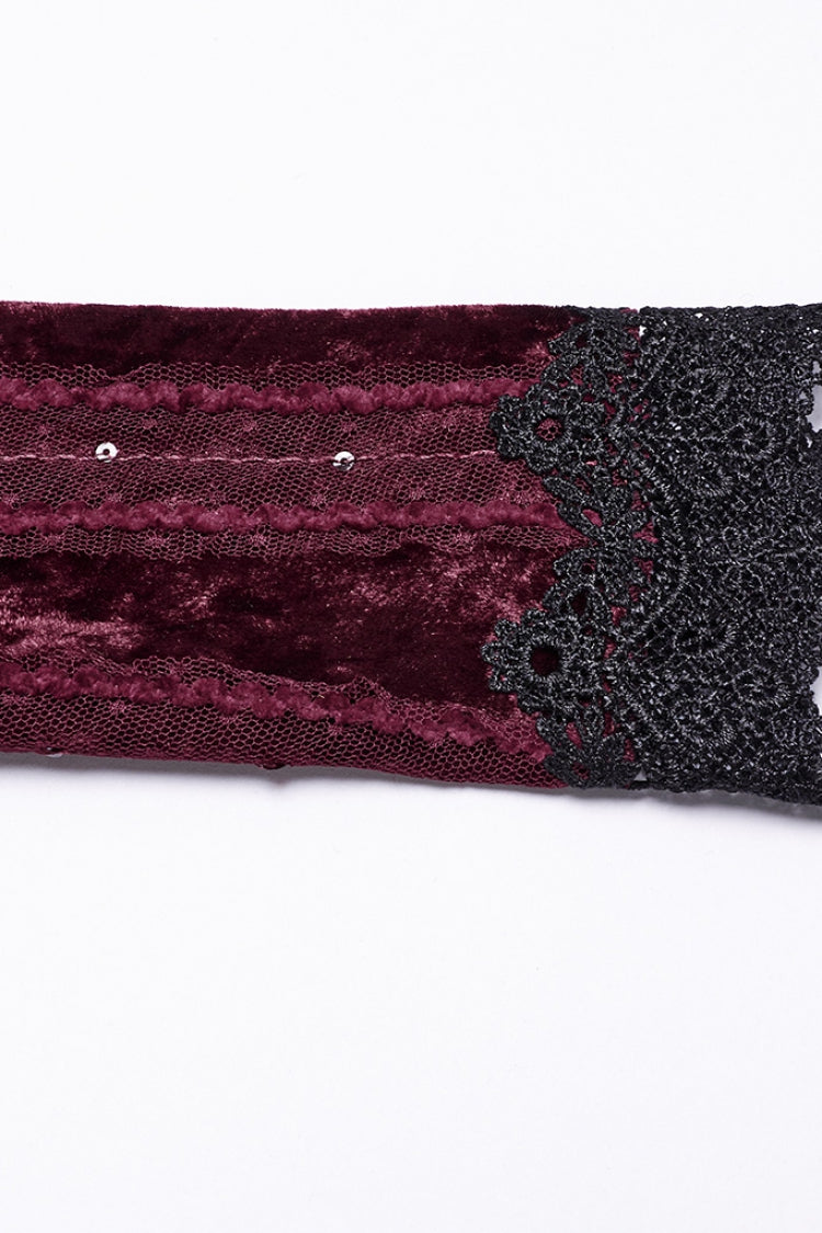 Crimson V-Neck Long Puff Sleeve Goth Blouse