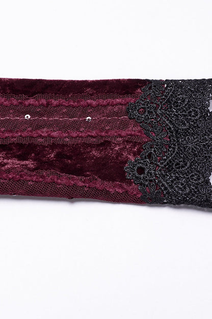 Crimson V-Neck Long Puff Sleeve Goth Blouse