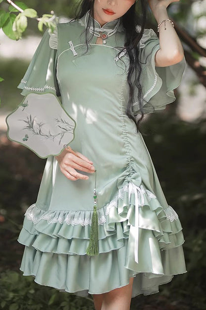 Green Han-Element Chinese-Style Cheongsam Sweet Lolita Dress