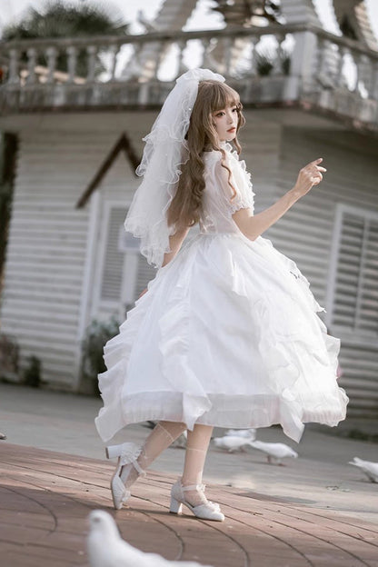 Ivory Fantasy Fairy Ruffle Sleeve Elegant Lolita Gown