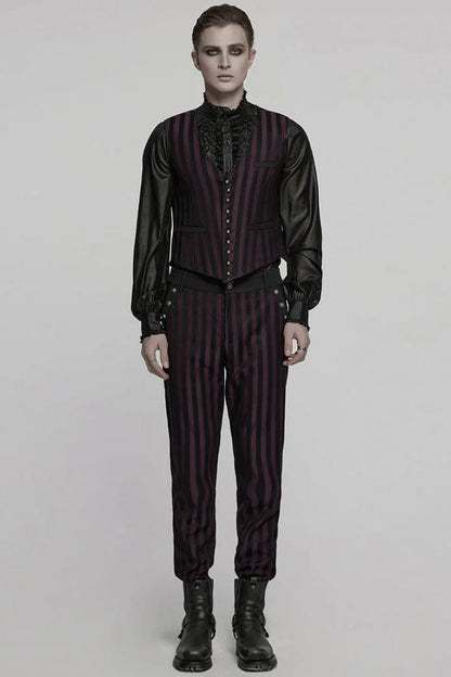 Sleeveless Striped Buckle Punk Vest for Men