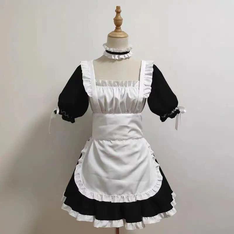 Robe de lingerie à col carré et nœud papillon pour femme de chambre Cosplay