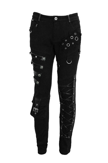 Heavy Metal Lace-Up Detail Faux Leather Trousers