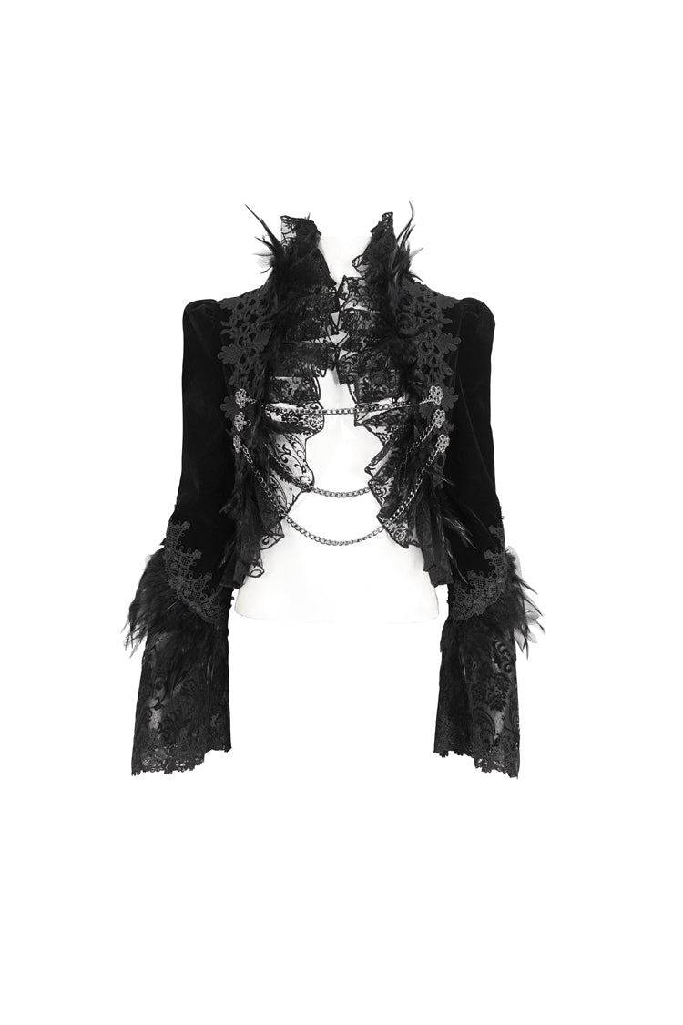Women's Gothic Jacket with Embroidery and Trumpet Sleeves