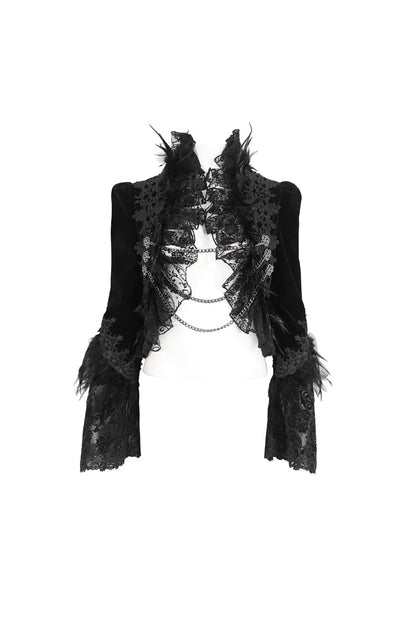 Women's Gothic Jacket with Embroidery and Trumpet Sleeves