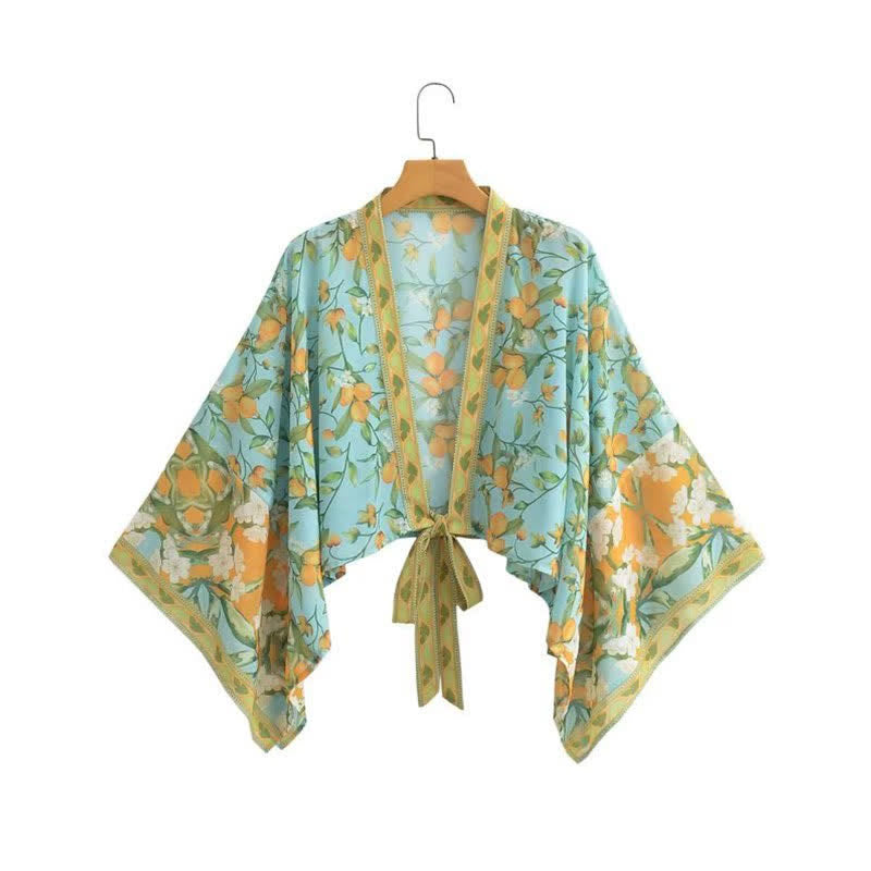 Cardigan à lacets imprimé bohème Kimono Vêtements d'extérieur