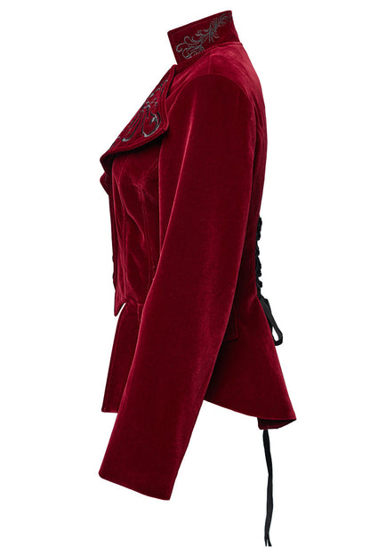 Crimson Swallowtail Velvet Long Sleeve Women's Goth Jacket