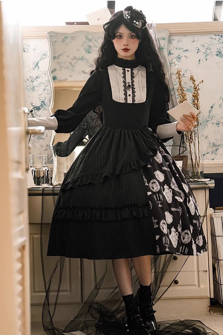 Autumn Winter Gothic JSK Dress with Lunar Eclipse Print