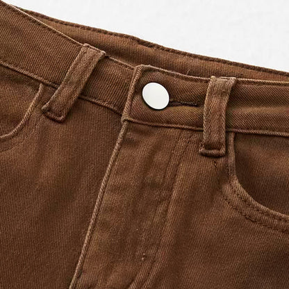 Hollow Set Denim Fringed Pants Split Floral T-Shirt