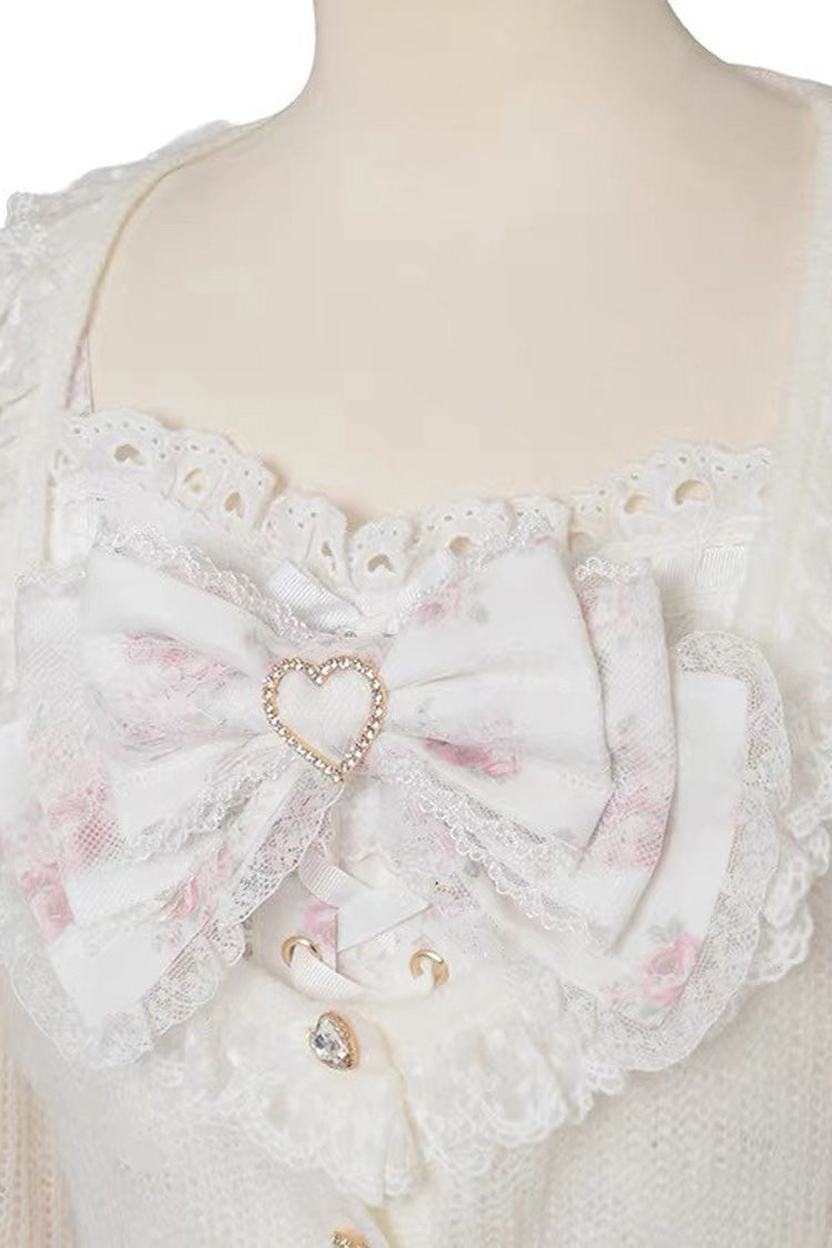 Multi-Layer Printed Ruffle Bow Sweet Dress Three Colors