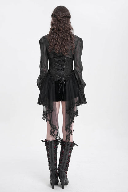 Gothic Underbust Corset with Mesh, Lace, and Lacing