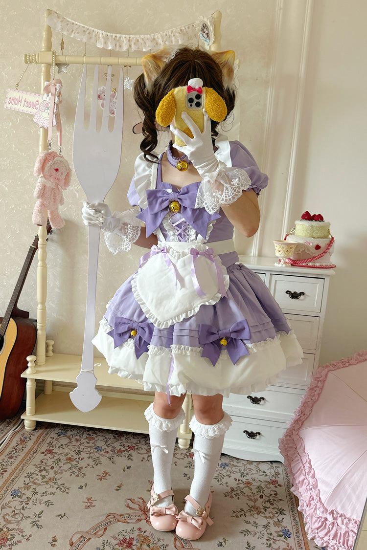 Sweet Lolita Skirt Set with Ruffle Bowknot and Bell Meow Design