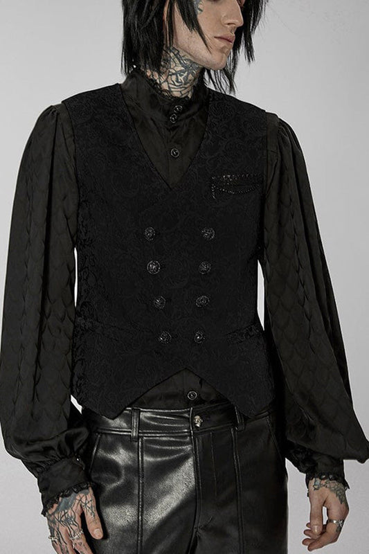 Elegant Asymmetrical V-Neck Embroidered Double Button Waistcoat