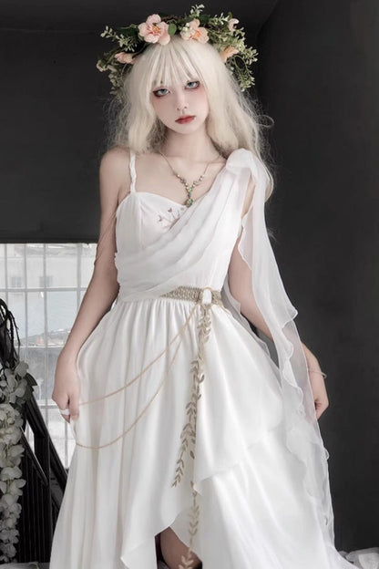 White Sleeveless Tears of Themis Greek-Style Gothic Lolita JSK Dress