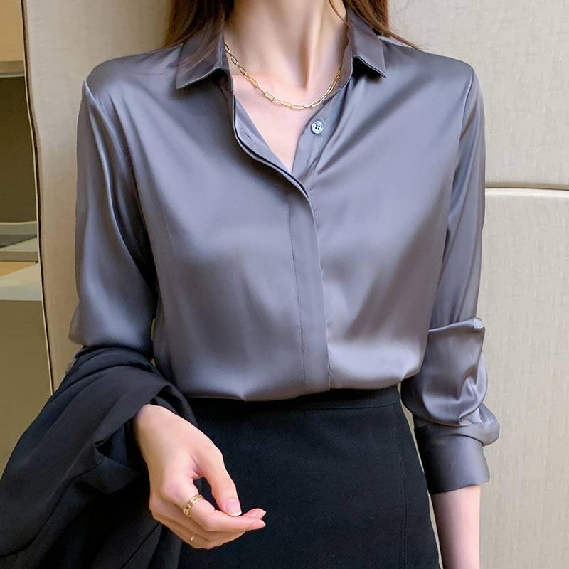 Elegant Satin Shirt Workwear