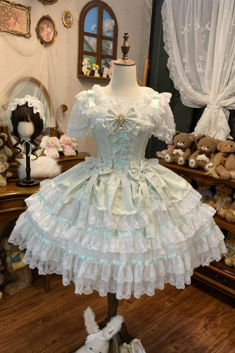 Emerald High-Waist Pearl Ballet Lolita JSK - Snow Kissed