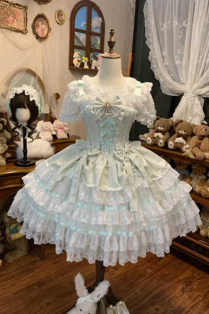 Emerald High-Waist Pearl Ballet Lolita JSK - Snow Kissed