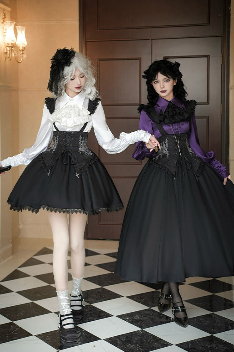 Embroidery Lace-Up Sleeveless Gothic Support Dress