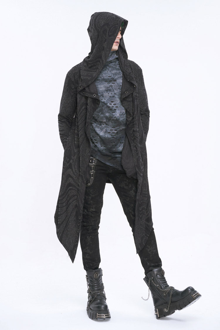 Gothic Hooded Coat with Multi-Chain Back Detail