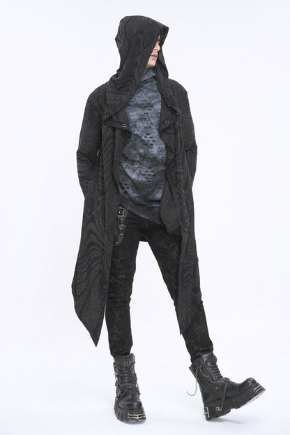 Gothic Hooded Coat with Multi-Chain Back Detail