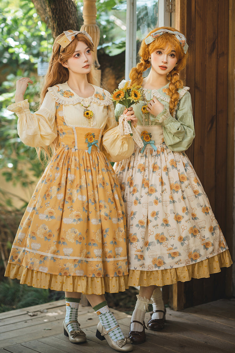 Amber Sleeveless Ruffled Bow Sunflower JSK Chic Attire