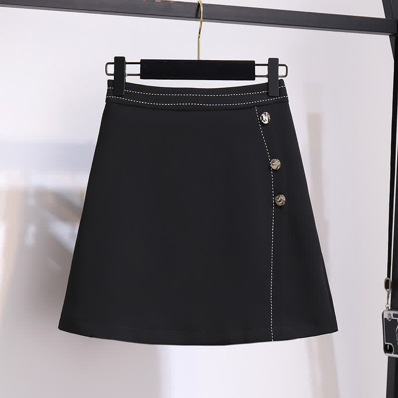 High Front Skirt T-Shirt Button Waist Chiffon