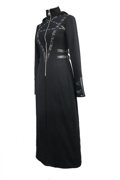 Inverted Pentagram Print Longline Gothic Overcoat