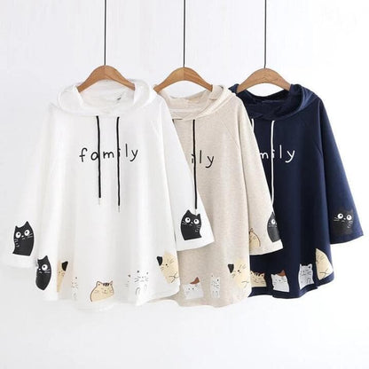 SpreePicky Kitty Print Hooded Cape Coat SP14258