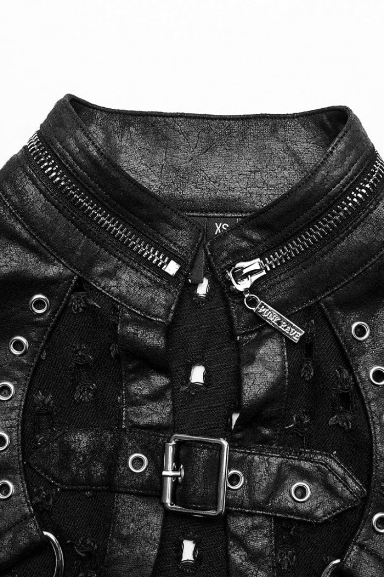 Steampunk Short Cloak with Hollow Decoration and Zipper