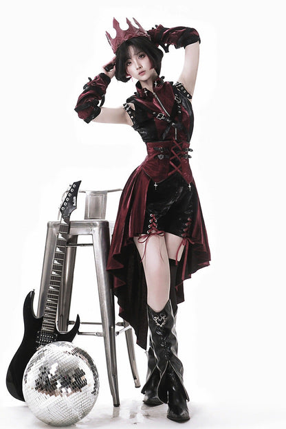 Chief Assassin Lace-Up Gothic Ouji Lolita Set - Noir