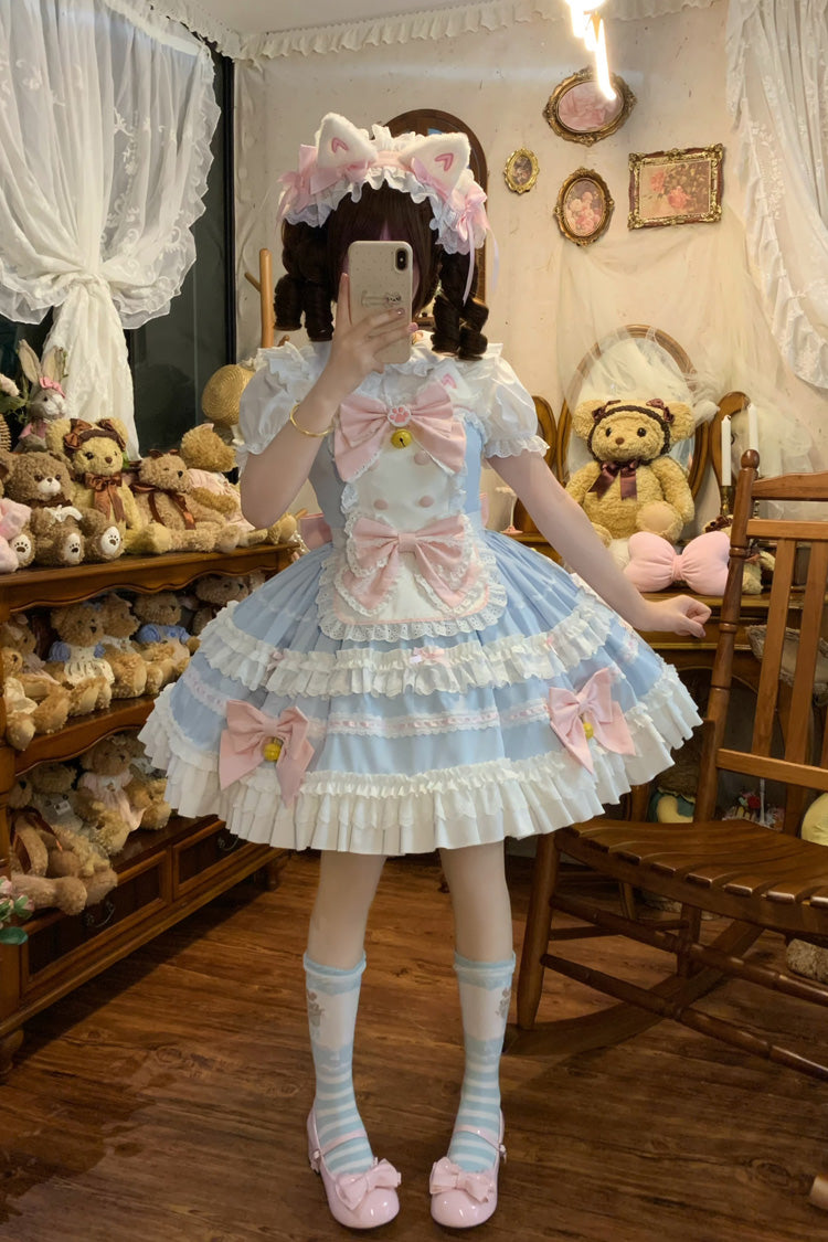 Sleeveless Multi-Layered Princess JSK with Ruffle Bow and Lace