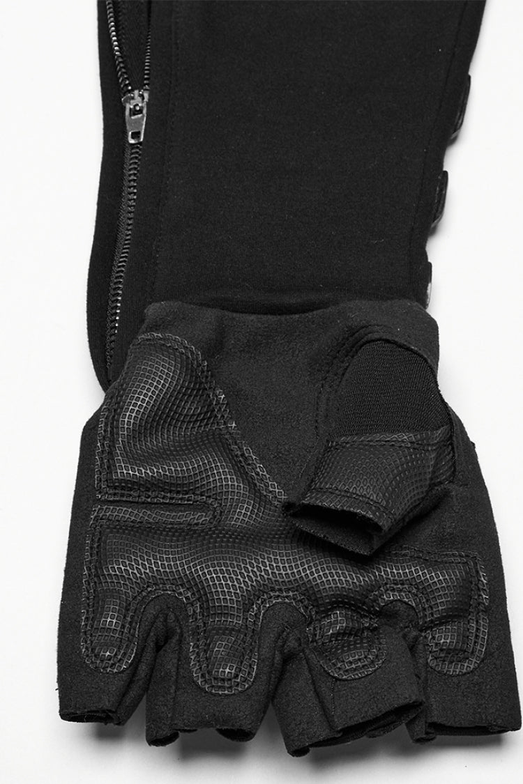 Punk Half-Finger Gloves with Rubber Patches