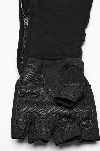 Punk Half-Finger Gloves with Rubber Patches