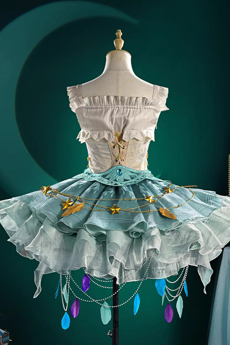Square Collar Color-Blocked Sweet Lolita Jumper Dress - White/Green
