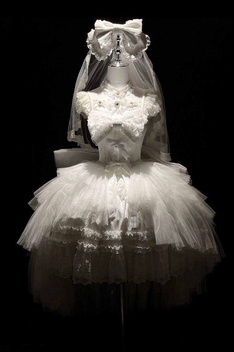Halterneck Gothic Dress with Ruffled Hanayome Bow and Lace - Jewelry Love Story