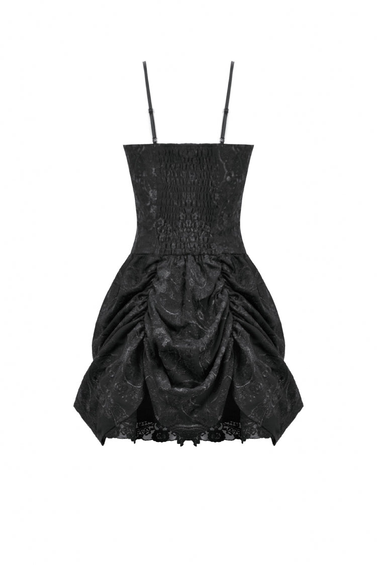 Embroidered Peplum Court Slip Dress in Gothic Style