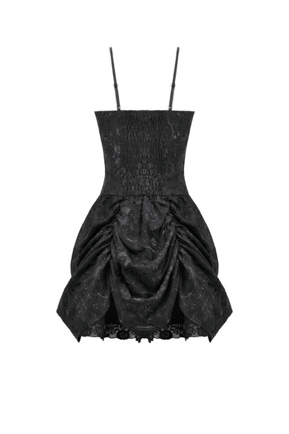 Embroidered Peplum Court Slip Dress in Gothic Style