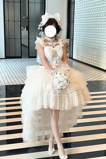 Halterneck Gothic Dress with Ruffled Hanayome Bow and Lace - Jewelry Love Story