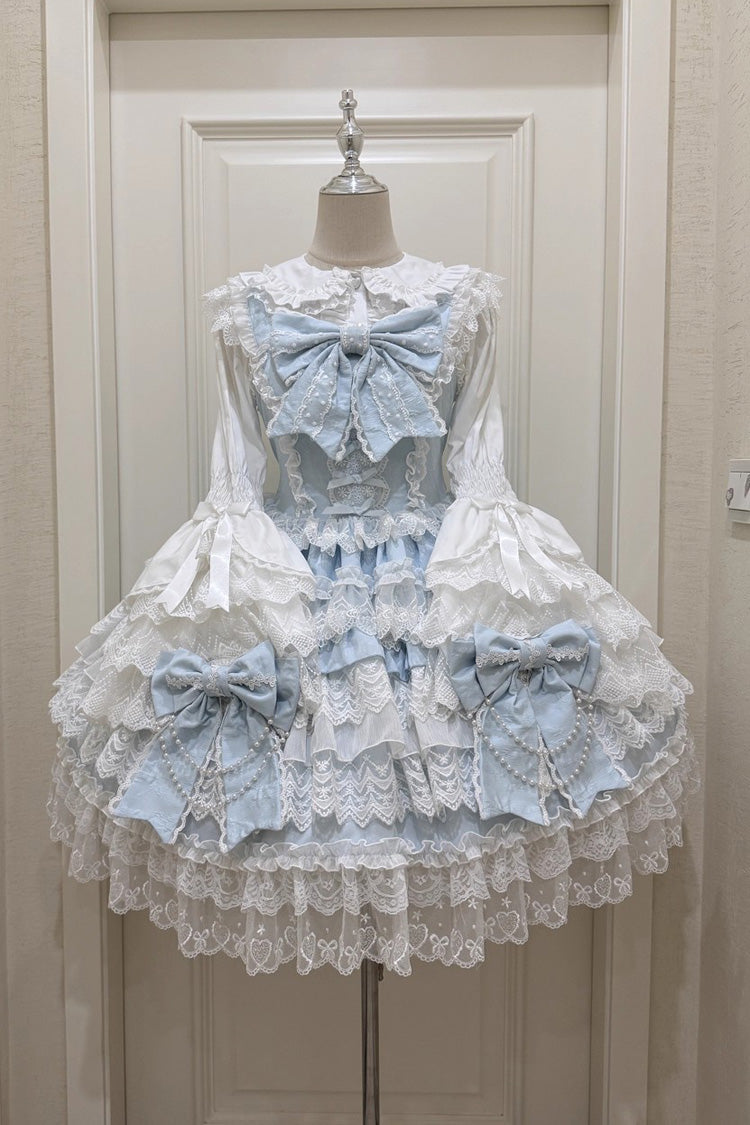 Sleeveless Multilayer Ruffled Hanayome Cardigan Bow Lace Lace-Up Sweet Lolita JSK
