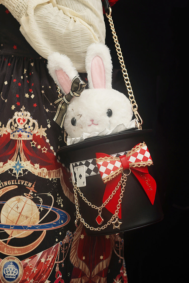 Sac à bandoulière avec nœud papillon et chapeau de lapin magique